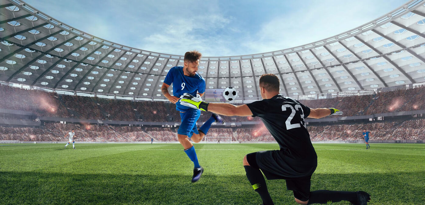 Full shot man playing football player in USA arena